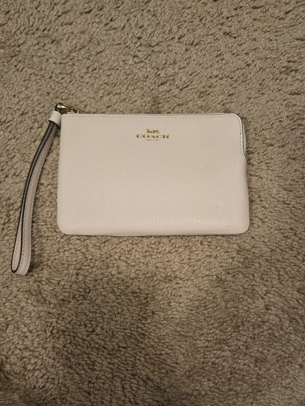 Coach Saffiano Leather Wristlet in Off White